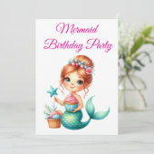 編集可能なマーメイドの誕生日招待状 🧜♀️✨ 招待状 (スタンド正面)