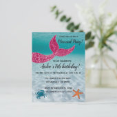 編集可能なマーメイドテールの海誕生日 インビテーションポストカード (スタンド正面)