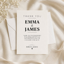 編集可能なミニマリスト結婚式のお礼カード サンキューカード