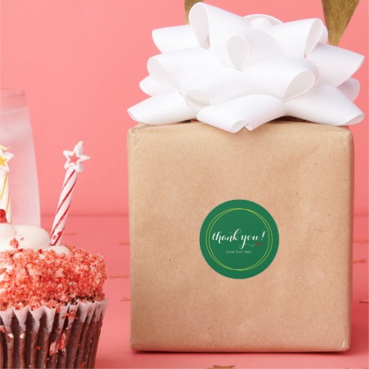 編集可能なミニマルモダンな感謝の意を表すスクリプト・エメラルド ラウンドシール (パーティー)