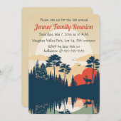 編集可能なムースと木の家族再会 招待状 (正面/裏面)