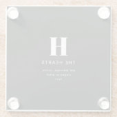 編集可能なモダンなイニシャル名とメッセージ | ブラック ガラスコースター (裏面)