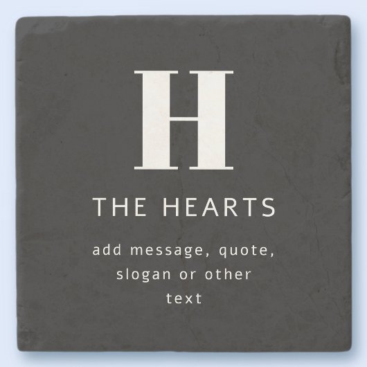 編集可能なモダンなイニシャル名とメッセージ | ブラック ストーンコースター