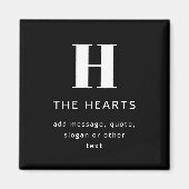 編集可能なモダンなイニシャル名とメッセージ | ブラック マグネット (正面)