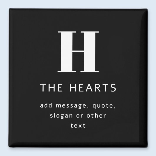 編集可能なモダンなイニシャル名とメッセージ | ブラック マグネット