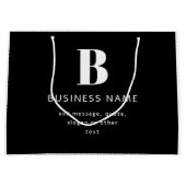 編集可能なモダンなイニシャル名とメッセージ | ブラック ラージペーパーバッグ (正面)