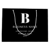 編集可能なモダンなイニシャル名とメッセージ | ブラック ラージペーパーバッグ (裏面)