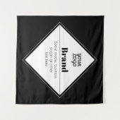 編集可能なモダンテキストデザインとあなたのロゴ タペストリー (正面(横))