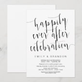 編集可能なモダンブラックスクリプト、ウェディングエロープメント 招待状 (正面/裏面)