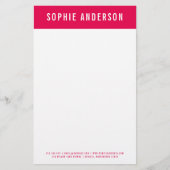 編集可能なモダンヘッダ色を持つ名前 便箋 (正面)