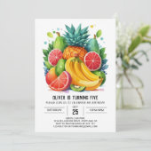 編集可能なモダンApple Fruits誕生日 招待状 (スタンド正面)