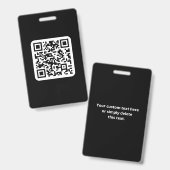 編集可能なモダンQRコード | 黒と白または任意の色 バッジ (正面＆裏面)