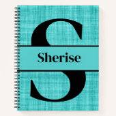 編集可能なモノグラムと名前(青) ノートブック (正面)