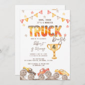 編集可能なモンスタートラックの誕生日招待状 招待状 (正面/裏面)
