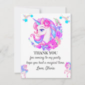 編集可能なユニコーンの誕生日パーティー感謝カード 招待状 (正面)