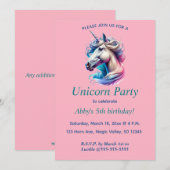 編集可能なユニコーンパーティー招待状 招待状 (正面/裏面)