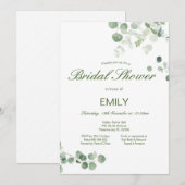 編集可能なユーカリとグリーンの結婚式前祝賀会招待状 招待状 (正面/裏面)
