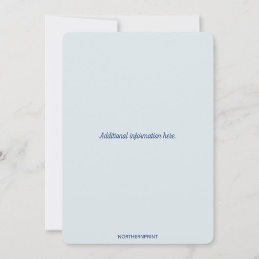 編集可能なライトブルーの花 お悔やみと感謝の気持ちを伝える 招待状 (裏面)