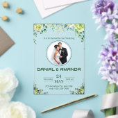 編集可能なラスティックグリーナリーデザインの結婚式招待状 アクリル招待状 (インサイチュ (ウェディング))