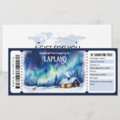 編集可能なラップランド飛行機チケット、ラップランドトリップ 招待状 (正面/裏面)