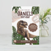 編集可能なリアルな恐竜の誕生日招待状 セーブザデート (スタンド正面)