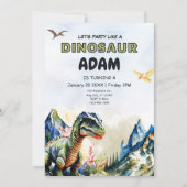 編集可能なリアルな恐竜の誕生日招待状 招待状 (正面)