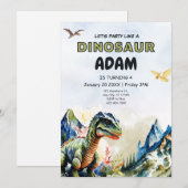 編集可能なリアルな恐竜の誕生日招待状 招待状 (正面/裏面)