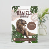 編集可能なリアルな恐竜の誕生日招待状 招待状 (スタンド正面)