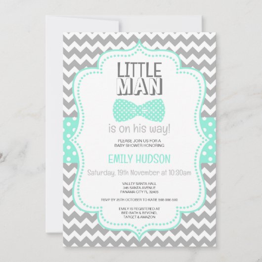 編集可能なリトルマン招待状 招待状 (正面)