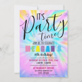 編集可能なレインボータイ・ダイ バースデーパーティー 招待状 (正面)