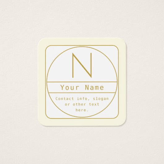 編集可能なレトロモダンなデザインテンプレート ゴールド＆ホワイト (正面)