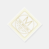 編集可能なレトロモダンなデザインテンプレート ゴールド＆ホワイト スタンダードカクテルナプキン (角)