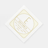 編集可能なレトロモダンなデザインテンプレート ゴールド＆ホワイト スタンダードランチョンナプキン (角)