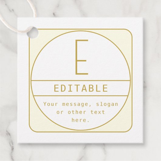 編集可能なレトロモダンなデザインテンプレート ゴールド＆ホワイト フェイバータグ (正面)