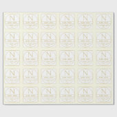 編集可能なレトロモダンなデザインテンプレート ゴールド＆ホワイト ラッピングペーパー (フラット)