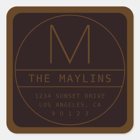 編集可能なレトロモダンなデザインテンプレート | ダークブラウン スクエアシール (正面)