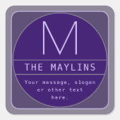 編集可能なレトロモダンなデザインテンプレート | 紫 スクエアシール (正面)