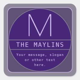 編集可能なレトロモダンなデザインテンプレート | 紫 スクエアシール