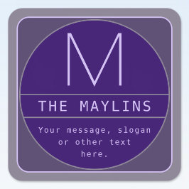 編集可能なレトロモダンなデザインテンプレート | 紫 スクエアシール