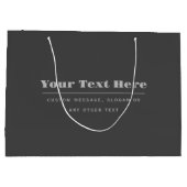 編集可能なレトロモダン テキスト テンプレート | ダークグレー ラージペーパーバッグ (裏面)