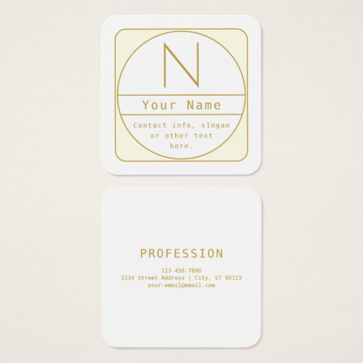 編集可能なレトロモダン-デザインテンプレート金ゴールドと白 (正面&裏面)