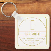 編集可能なレトロモダン-デザインテンプレート金ゴールドと白 キーホルダー (正面)