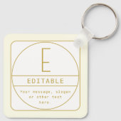 編集可能なレトロモダン-デザインテンプレート金ゴールドと白 キーホルダー (裏面)