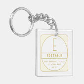 編集可能なレトロモダン-デザインテンプレート金ゴールドと白 キーホルダー (正面左)