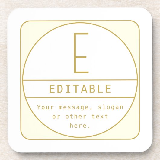 編集可能なレトロモダン-デザインテンプレート金ゴールドと白 コースター (正面)