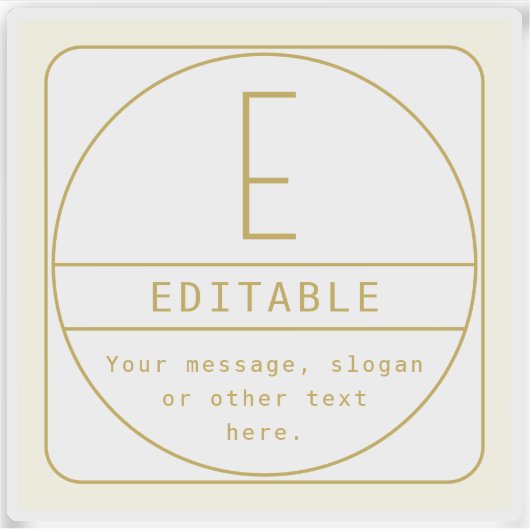 編集可能なレトロモダン-デザインテンプレート金ゴールドと白 シール (正面)