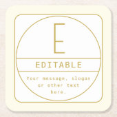 編集可能なレトロモダン-デザインテンプレート金ゴールドと白 スクエアペーパーコースター (正面)