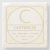 編集可能なレトロモダン-デザインテンプレート金ゴールドと白 ストーンコースター (正面)