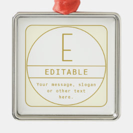 編集可能なレトロモダン-デザインテンプレート金ゴールドと白 メタルオーナメント