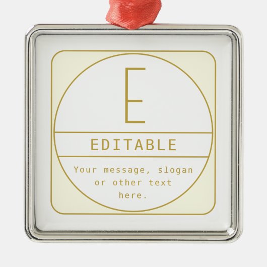 編集可能なレトロモダン-デザインテンプレート金ゴールドと白 メタルオーナメント (正面)
